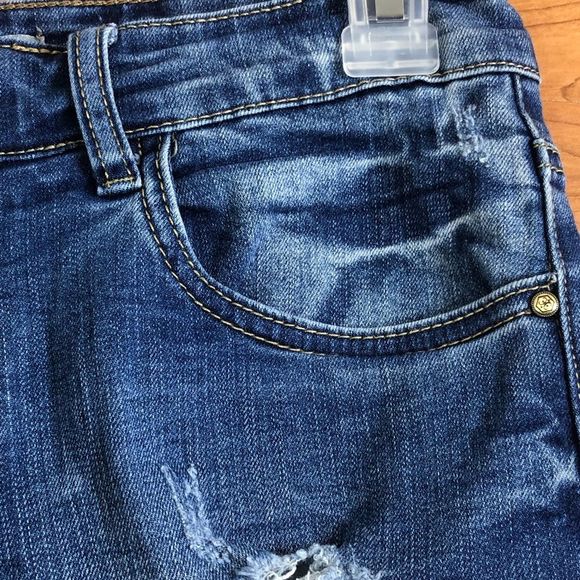 Legend Luxury Denim Design Size 27 Distressed “BAD GIRL” Medium Blue Was… - Picture 5 of 13